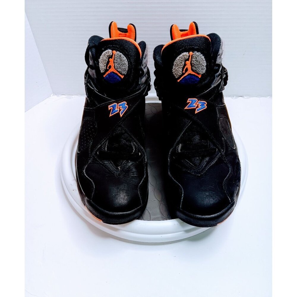 Air Jordan 8 Retro Playoffs Basketball Sneakers Size 8 Black/Orange Blue